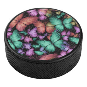 Colourful Butterflies Print Hockey Puck