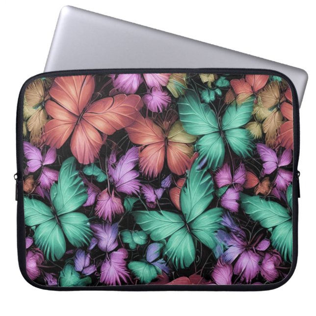 Colourful Butterflies Print Laptop Sleeve (Front)