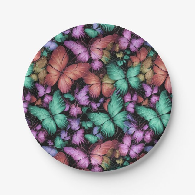 Colourful Butterflies Print Paper Plate (Front)