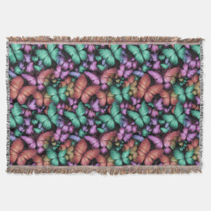 Colourful Butterflies Print Throw Blanket