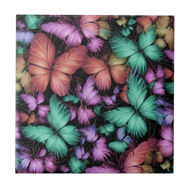 Colourful Butterflies Print Tile (Front)