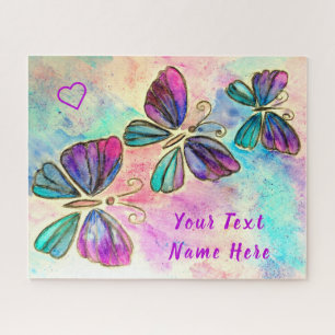 Colourful Butterflies Puzzle - Your Name / Text