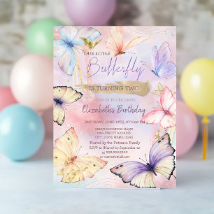Colourful  Butterflies Rainbow Birthday  Invitation