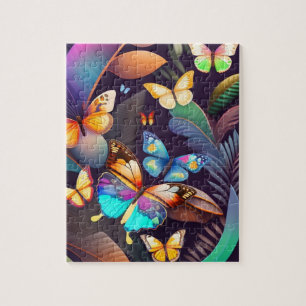 Colourful Butterflies Rainbow in a Maguc Forest Jigsaw Puzzle