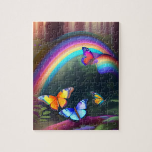 Colourful Butterflies Rainbow in a Maguc Forest Jigsaw Puzzle