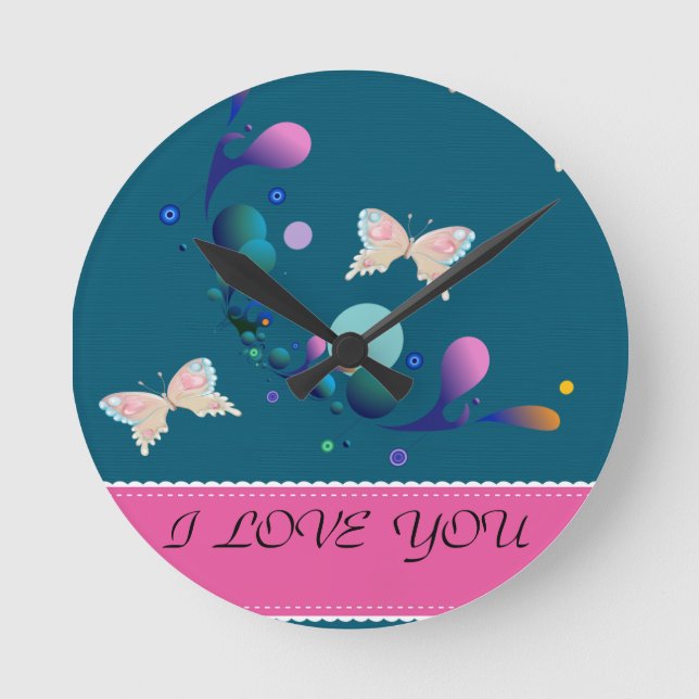 Colourful Butterflies Round Clock (Front)