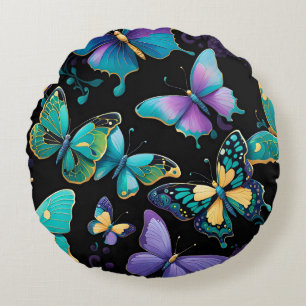 Colourful Butterflies Round Cushion