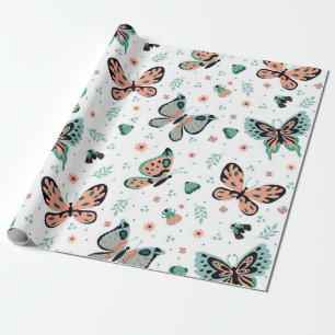 Colourful butterflies seamless pattern wrapping paper