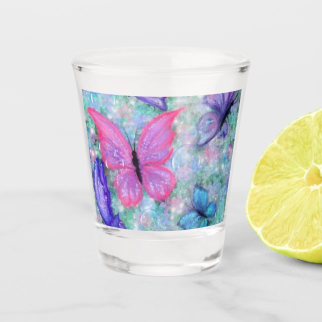 Colourful Butterflies Shot Glass (Front)