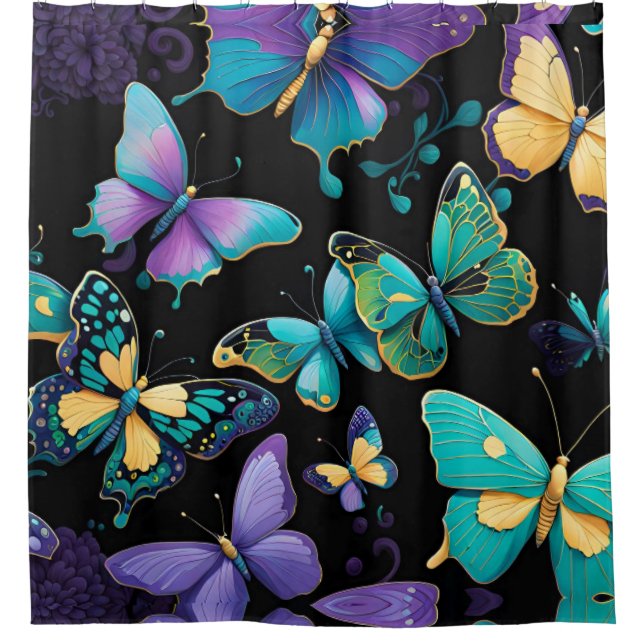 Colourful Butterflies Shower Curtain (Front)