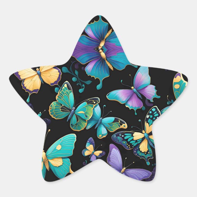 Colourful Butterflies  Star Sticker (Front)