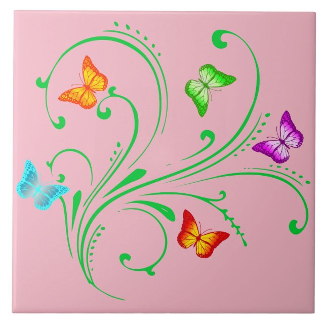 Colourful butterflies tile (Front)
