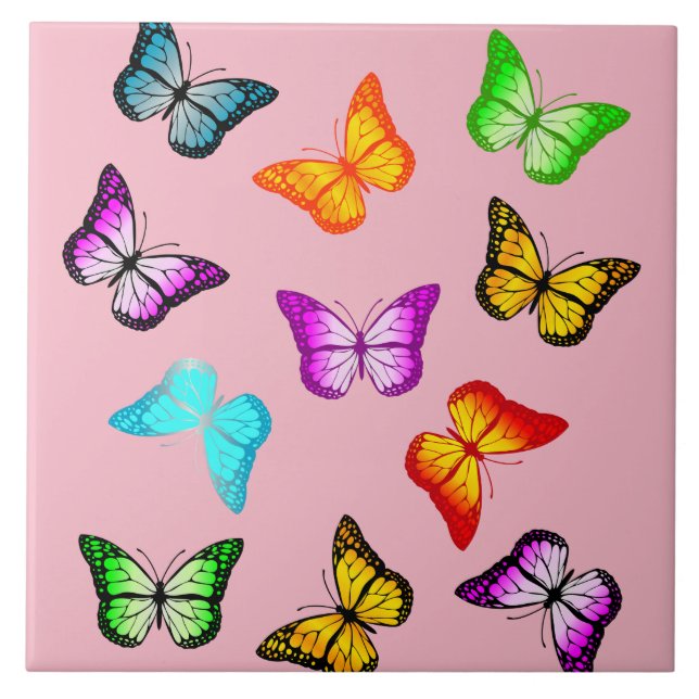 Colourful butterflies tile (Front)
