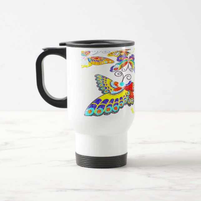 Colourful Butterflies Travel Mug (Left)