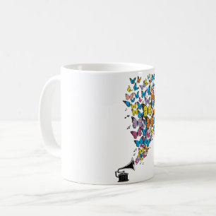 Colourful Butterflies with Gramophone Coffee Mug