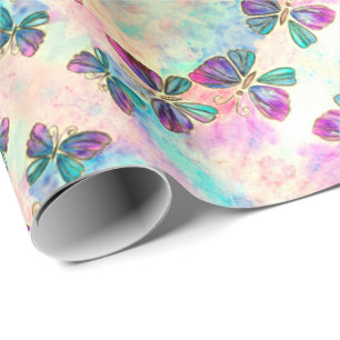 Colourful Butterflies Wrapping Paper Watercolor