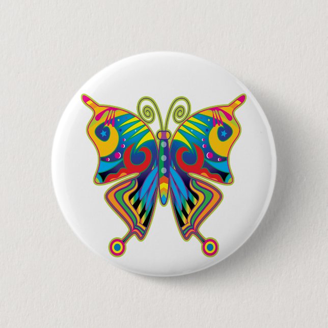 Colourful butterfly 6 cm round badge (Front)