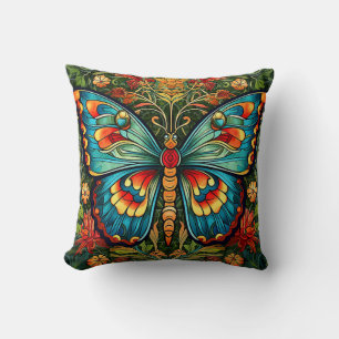 Colourful Butterfly Abstract Illustration Cushion