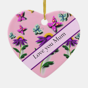 Colourful Butterfly and Flower Ceramic Tree Decoration