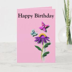 Colourful Butterfly and Flower editable  Card