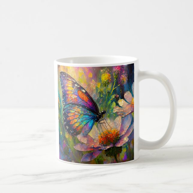 Colourful Butterfly and Wildflowers at Sunrise Coffee Mug (Right)