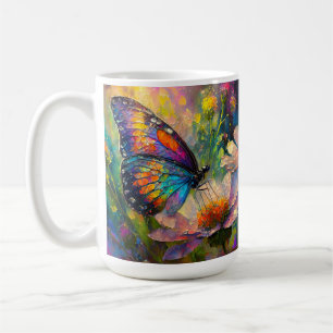 Colourful Butterfly and Wildflowers at Sunrise Coffee Mug