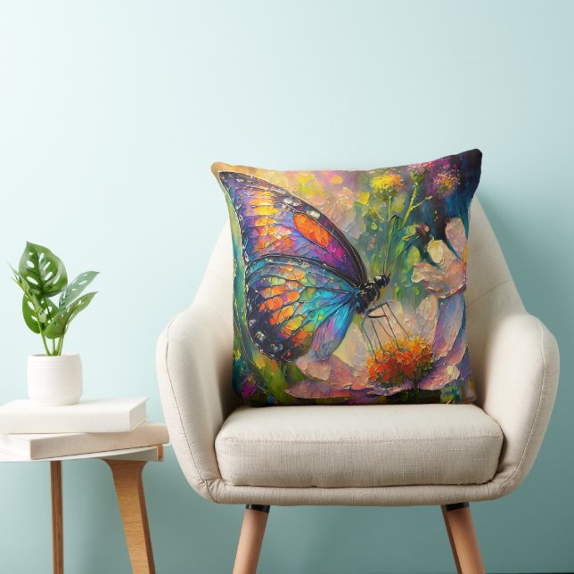 Colourful Butterfly and Wildflowers at Sunrise Cushion (Chair)