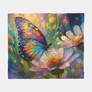 Colourful Butterfly and Wildflowers at Sunrise Fleece Blanket