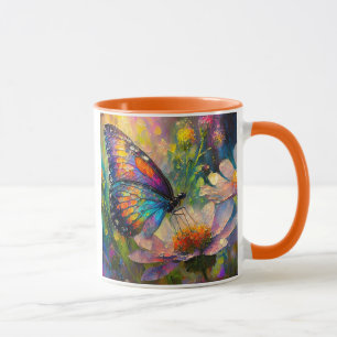 Colourful Butterfly and Wildflowers at Sunrise Mug