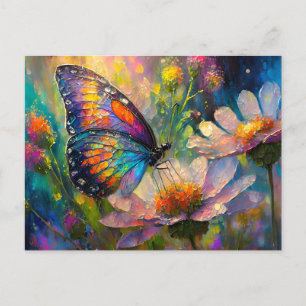 Colourful Butterfly and Wildflowers at Sunrise Postcard