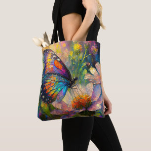 Colourful Butterfly and Wildflowers at Sunrise Tote Bag