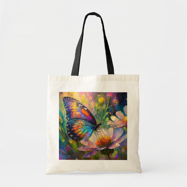 Colourful Butterfly and Wildflowers at Sunrise Tote Bag (Front)