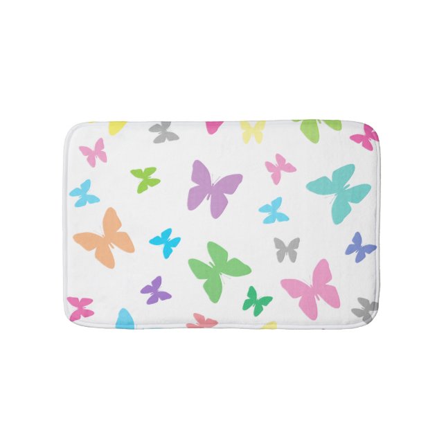Colourful butterfly art bath mat (Front)
