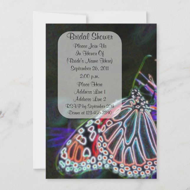 Colourful Butterfly Art Bridal Shower  Invitation (Front)