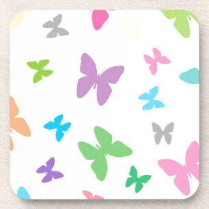 Colourful butterfly art coaster