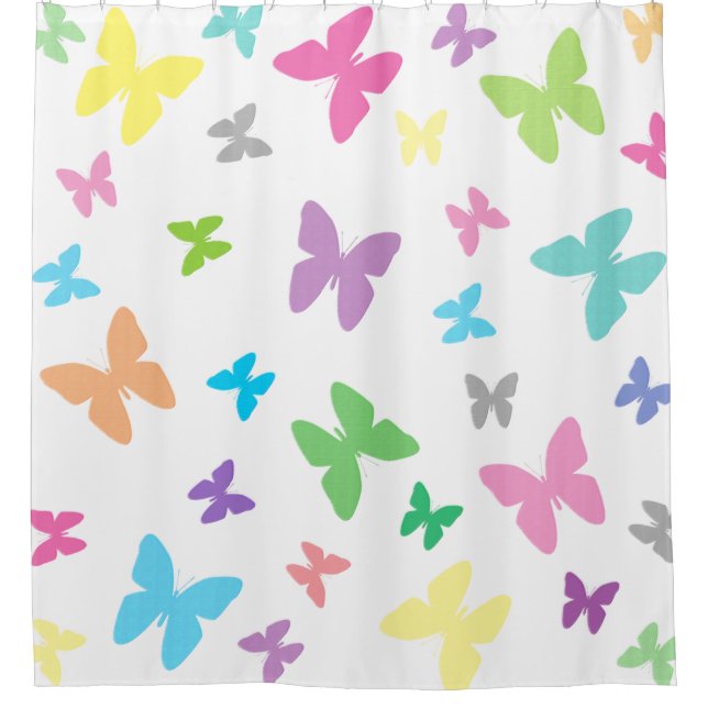 Colourful butterfly art shower curtain (Front)