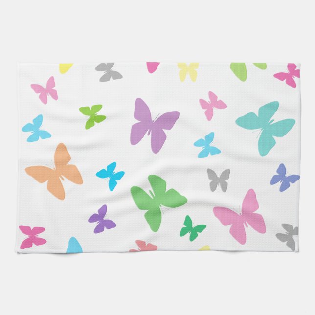 Colourful butterfly art tea towel (Horizontal)