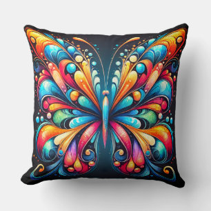 Colourful Butterfly Art Vibrant Nature-Inspired Cushion