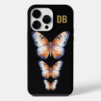Colourful Butterfly Black Custom Monogram iPhone 14 Pro Max Case