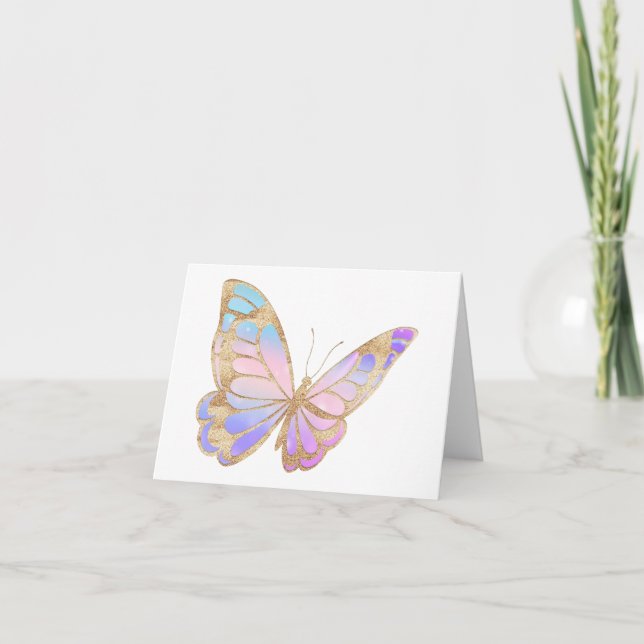 Colourful Butterfly -Blue, Purple, Pink, Gold BLAN Card (Front)