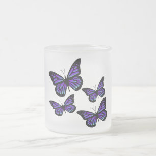 Colourful Butterfly Butterflies Frosted Glass Coffee Mug