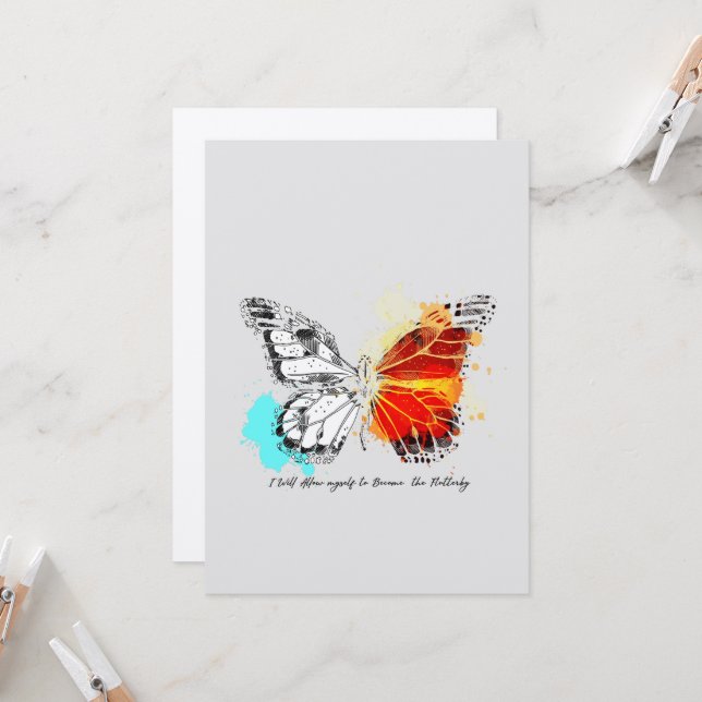 Colourful Butterfly card (Front/Back In Situ)