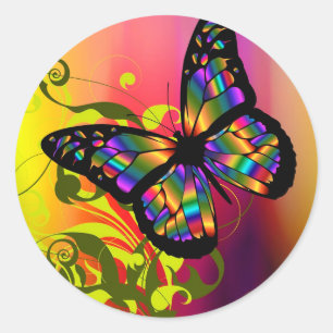 Colourful Butterfly Classic Round Sticker