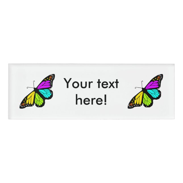Colourful butterfly clipart name tag (Front)