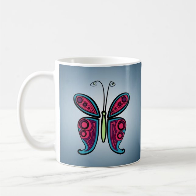 Colourful butterfly coffee mug (Left)