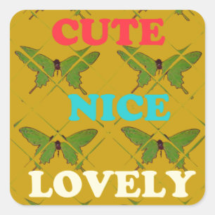 Colourful Butterfly Décor: Cute, Nice, and Lovely. Square Sticker