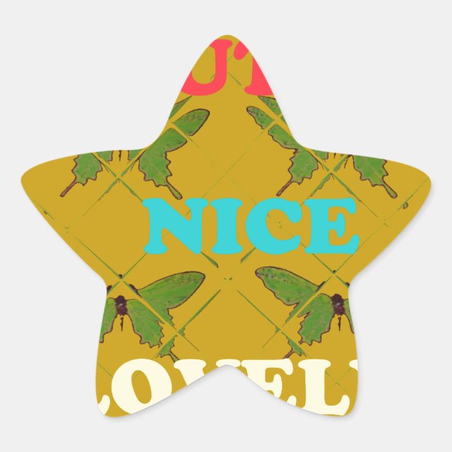 Colourful Butterfly Décor: Cute, Nice, and Lovely. Star Sticker (Front)