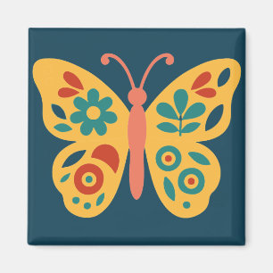 Colourful butterfly decoration with floral element magnet