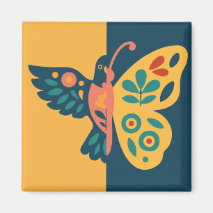 Colourful butterfly decoration with floral element magnet