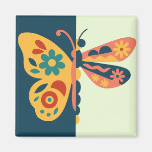 Colourful butterfly decoration with floral element magnet